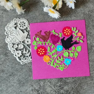 Back view – Sumflying Heart-shaped with flower bird Metal Cutting Dies metal cutting dies