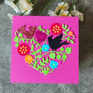 Close-up design – Sumflying Heart-shaped with flower bird Metal Cutting Dies