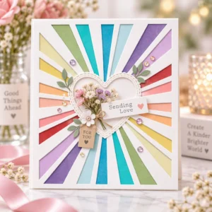 Sumflying Heart Sunburst Frame Metal Cutting Dies Heart Sunburst Frame Card Realistic 01