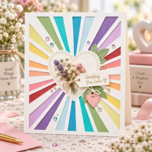 Sumflying Heart Sunburst Frame Metal Cutting Dies Heart Sunburst Frame Card Realistic 02