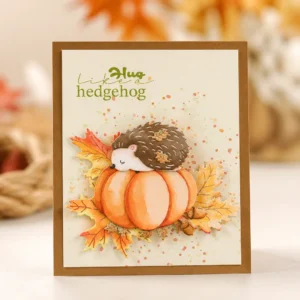 Hedgehog Pumpkin Card Realistic 01