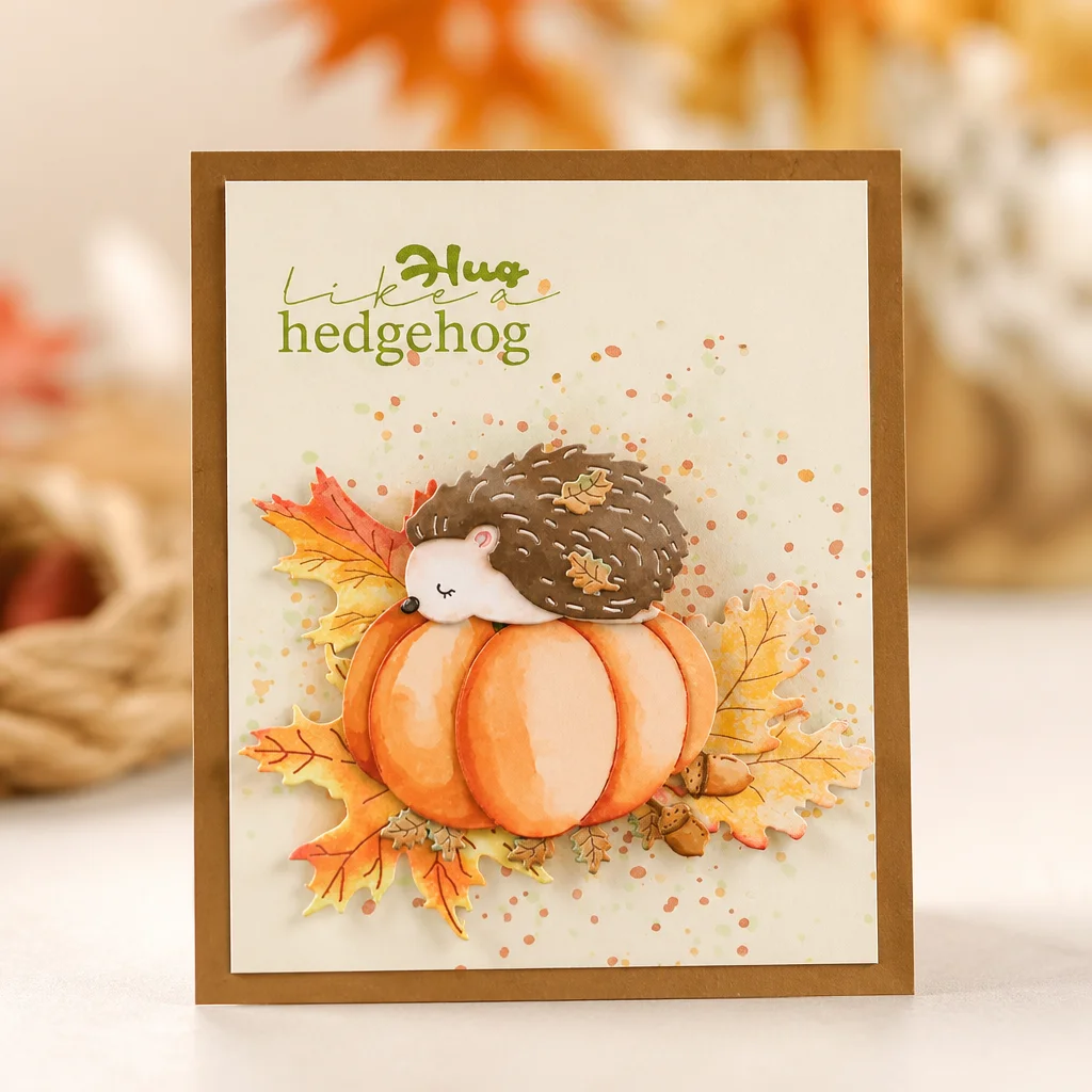 Sumflying Hedgehog Pumpkin Metal Cutting Dies Hedgehog Pumpkin Card Realistic 01