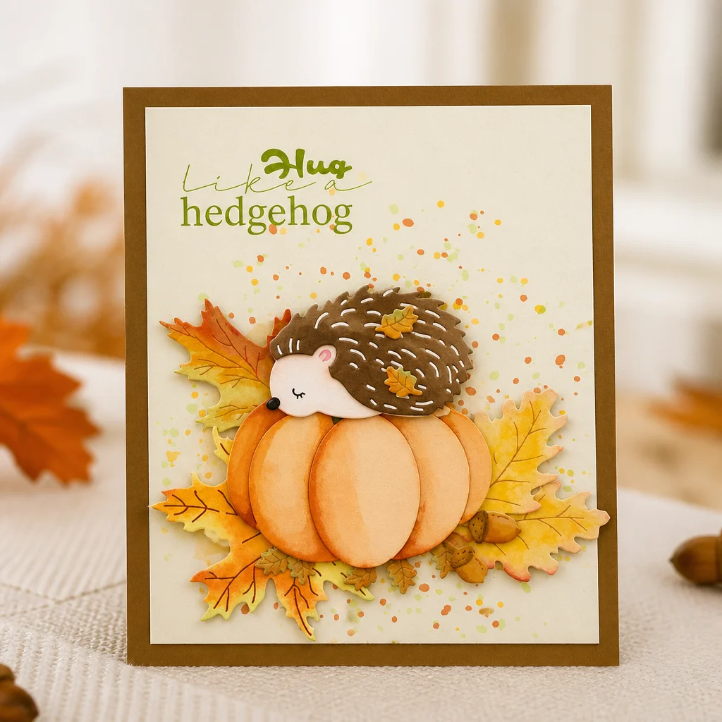 Sumflying Hedgehog Pumpkin Metal Cutting Dies Hedgehog Pumpkin Card Realistic 02