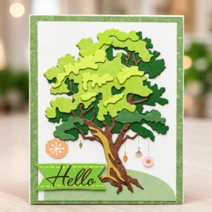 Sumflying Big Tree Metal Cutting Dies Hello Oak Tree Card Realistic 01