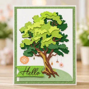 Hello Oak Tree Card Realistic 02