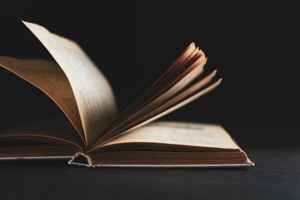 Open book pages with paper texture for embossing