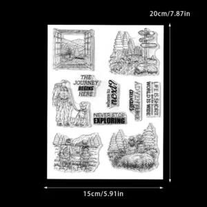 Sumflying Hiking Camping Tent Mountain Clear Stamps Hiking And Camping Clear Stamps 02