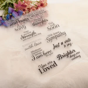 Hugs You Phrases Stamp Set - size chart | clear stamp