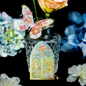 Sumflying Rose Holographic Clear Transparent Stickers - Window, Moon, Butterfly, Bottle