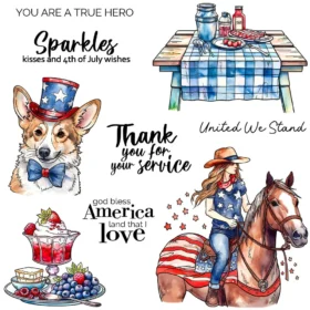 Sumflying Independence Day Flag Stars Clear Stamps