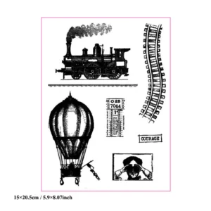 Investigation Train Thermoballoon Clear Stamp Set - detail view | clear stamp