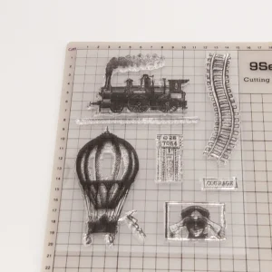 Investigation Train Thermoballoon Clear Stamp Set - lifestyle photo | clear stamp