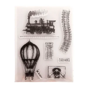 Investigation Train Thermoballoon Clear Stamp Set - packaging photo | clear stamp