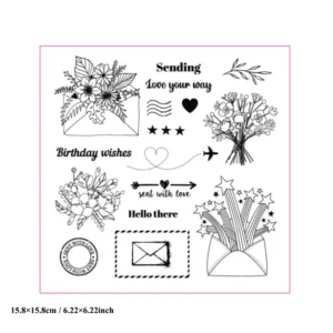 Invitation Envelope Bouquet Clear Stamp Set - detail view | clear stamp