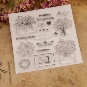 Invitation Envelope Bouquet Clear Stamp Set - size chart | clear stamp