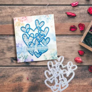 Detail view – Sumflying Joy Heart Groups Metal Cutting Dies die-cut result on paper