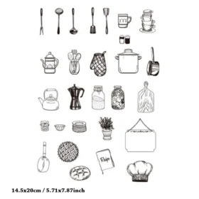 Kitchen utensils tableware Stamp Set