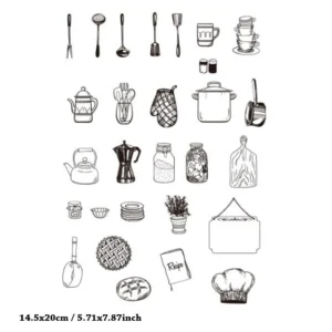 Kitchen utensils tableware Stamp Set - main product photo | clear stamp