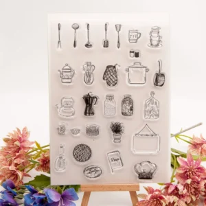 Kitchen utensils tableware Stamp Set - detail view | clear stamp