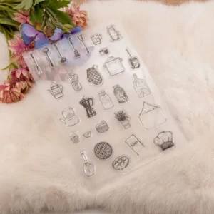 Kitchen utensils tableware Stamp Set - size chart | clear stamp