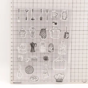 Kitchen utensils tableware Stamp Set - lifestyle photo | clear stamp