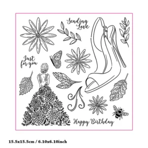 Lady Flowers Confession Clear Stamp Set - detail view | clear stamp