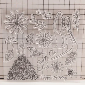 Lady Flowers Confession Clear Stamp Set - size chart | clear stamp