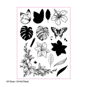 Leaf Butterfly Clear Stamp Set - detail view | clear stamp