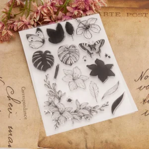 Leaf Butterfly Clear Stamp Set - size chart | clear stamp