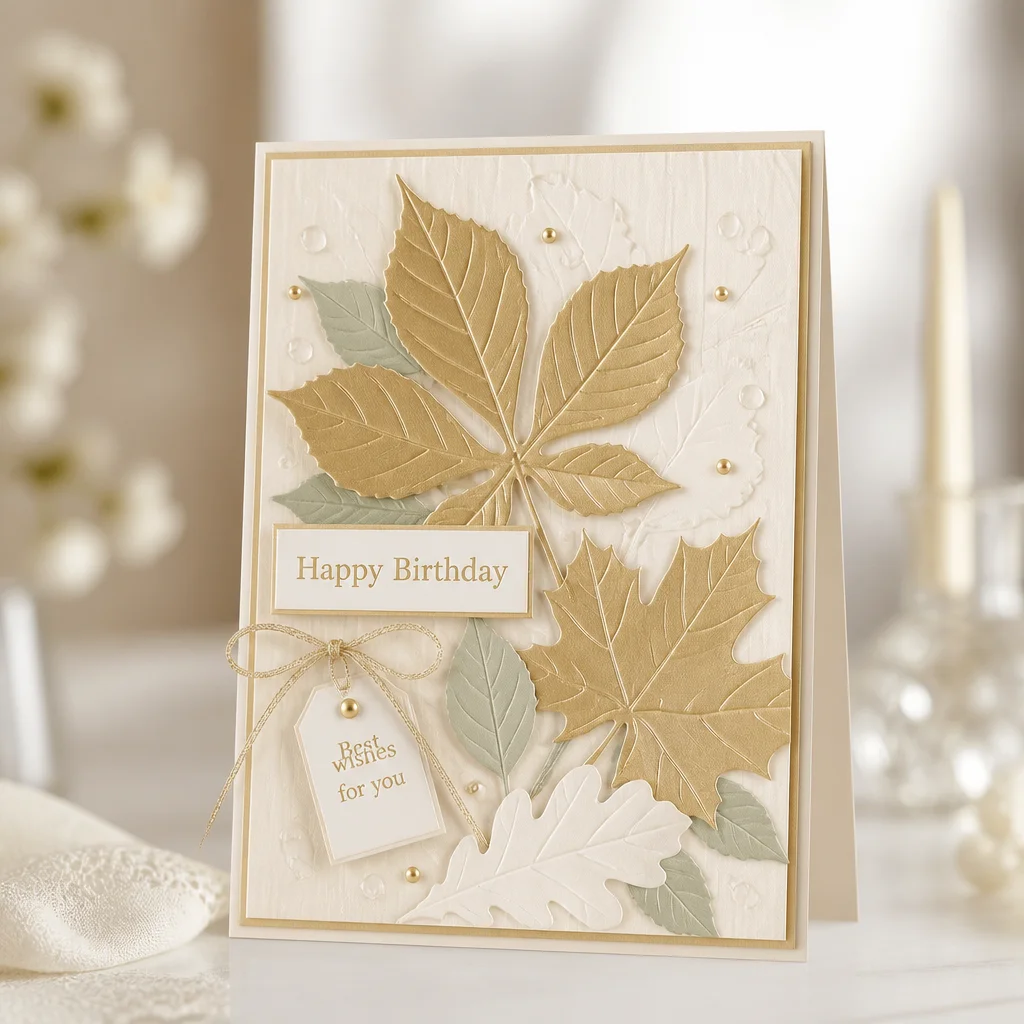 Autumn Leaf Metal Cutting Dies Leaf Card Droplet Tag Champagne