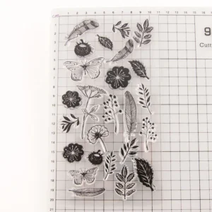 Leaf Flower Stamp Set - detail view | clear stamp