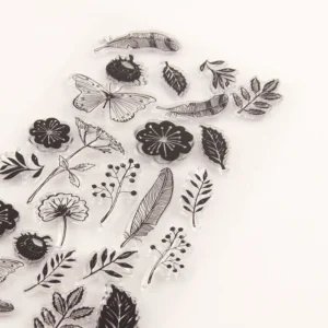 Leaf Flower Stamp Set - size chart | clear stamp