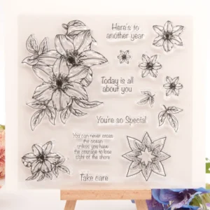 Lily Flower Stamp Set - size chart | clear stamp