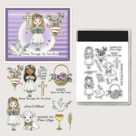 Sumflying Little Girl Flowers Garden Clear Stamps