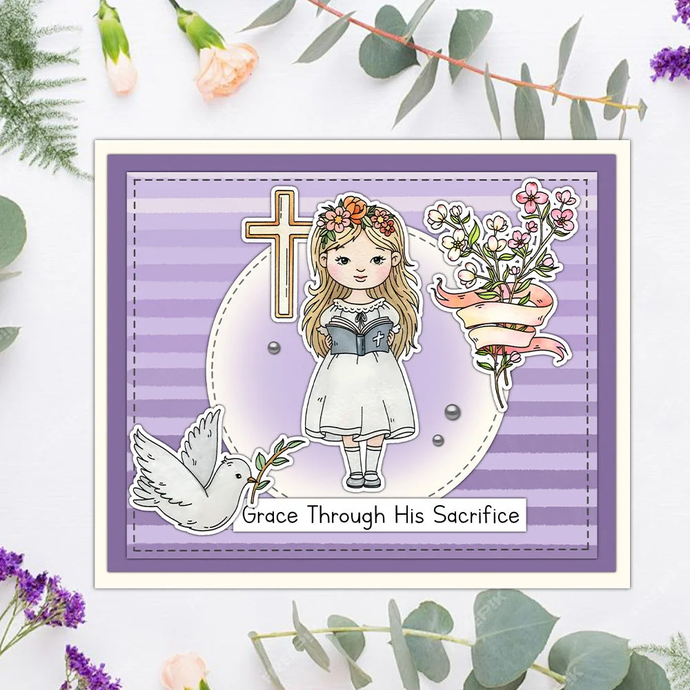 Little Girl And Flowers Clear Stamps 02 Little Girl And Flowers Clear Stamps 02