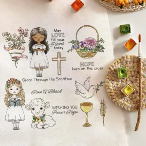 Sumflying Little Girl Flowers Garden Clear Stamps Little Girl And Flowers Clear Stamps 04