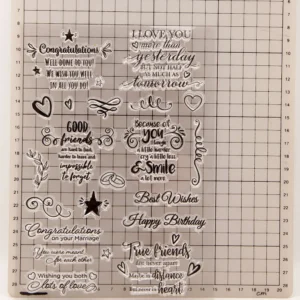 Love Friendship Letters Clear Stamp Set - size chart | clear stamp