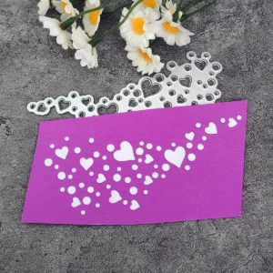 Detail view – Sumflying Love Heart Background Metal Cutting Dies die-cut result on paper