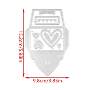 Size reference chart for Sumflying Love Heart Envelope Metal Cutting Dies metal cutting dies