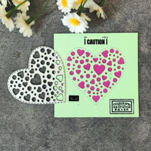Detail view – Sumflying Love Heart Hollow Metal Cutting Dies die-cut result on paper