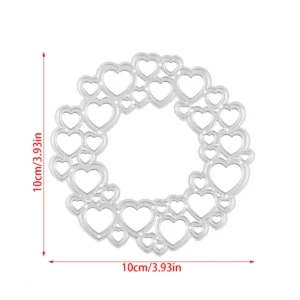 Size reference chart for Sumflying Love Heart Wreath Metal Cutting Dies metal cutting dies