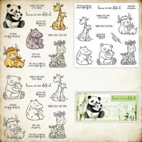 Sumflying Mom Baby Animals Panda Clear Stamps