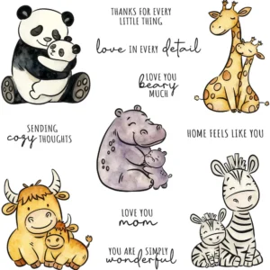 Love Mom Baby Animals Clear Stamps 1 01