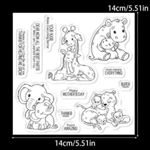 Love Mom Baby Animals Clear Stamps 02