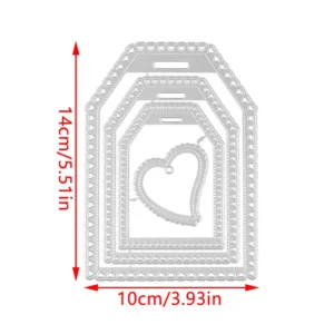 Size reference chart for Sumflying Love Side Label Tags Metal Cutting Dies metal cutting dies
