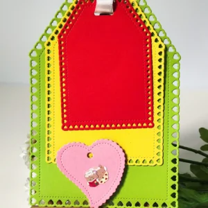 Detail view – Sumflying Love Side Label Tags Metal Cutting Dies die-cut result on paper