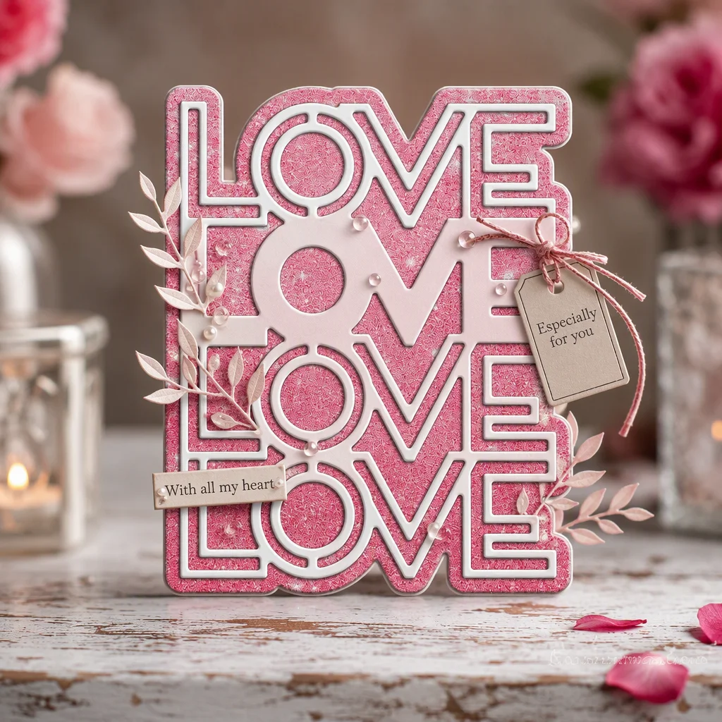 Sumflying Valentine's Day "Love" Metal Cutting Dies Love Stacked Diy 20261005 01