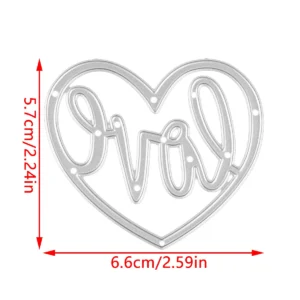 Size reference chart for Sumflying Love Word Metal Cutting Dies metal cutting dies
