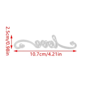 Size reference chart for Sumflying Love Word Strip Metal Cutting Dies metal cutting dies