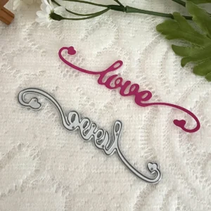 Detail view – Sumflying Love Word Strip Metal Cutting Dies die-cut result on paper